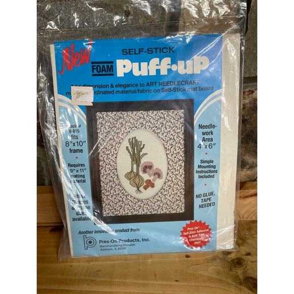 NEW! vintage Self Stick Foam Puff UP Needle craft Art. Vegetables. Mushrooms - Picture 1 of 2